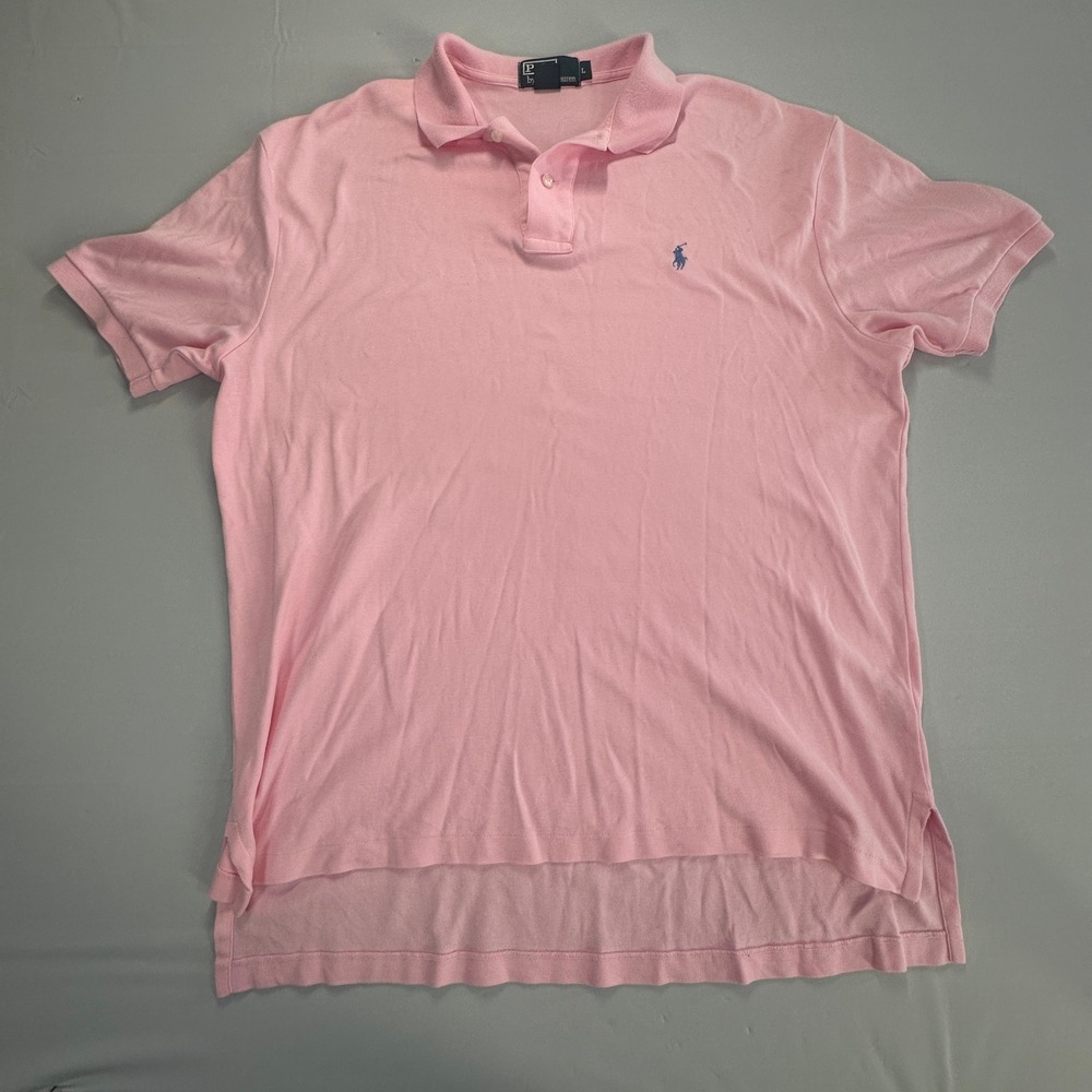 Polo Ralph Lauren Mens Large Pink Short Sleeve Cotton Pique Polo‎ Shirt 338899